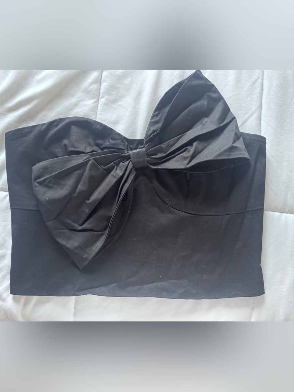 Hutch Black Strapless Crop Top with Oversized Bow